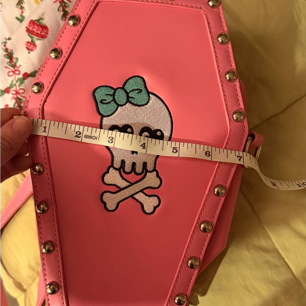 Dolls Kill Pink Coffin Crossbody Bag with Skull - Picture 9 of 9